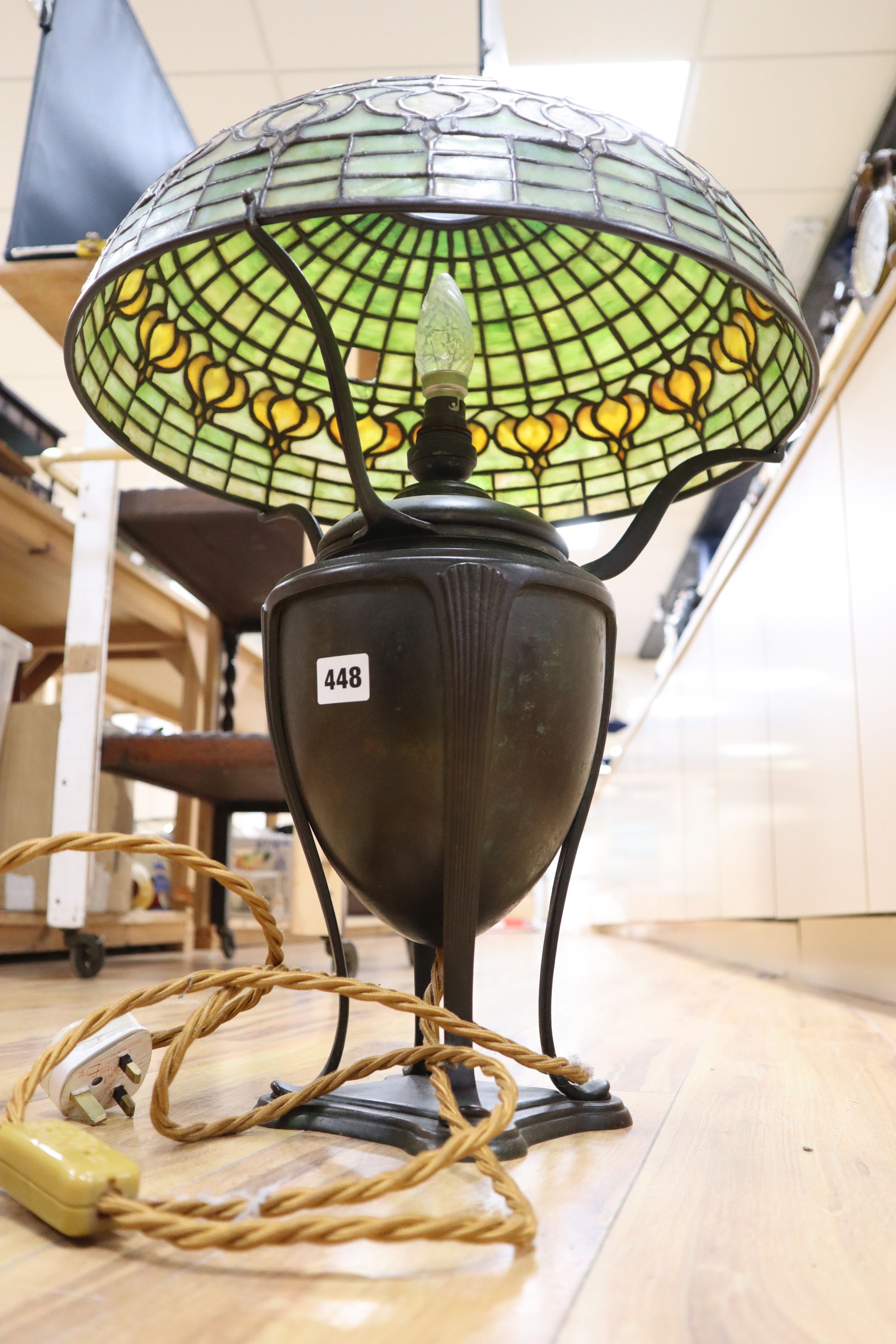 A decorative Tiffany style lamp, overall height 53cm (a.f.)